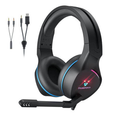 Tai nghe chụp tai Gaming SoundPEATS G1, Driver 50mm, 3D Audio, Pin 20H (USB), IPX4, Jack 3.5mm/USB, Mic xoay, RGB LED
