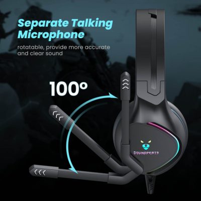 Tai nghe chụp tai Gaming SoundPEATS G1, Driver 50mm, 3D Audio, Pin 20H (USB), IPX4, Jack 3.5mm/USB, Mic xoay, RGB LED - Tai nghe <strong>SoundPEATS G1</strong> thiết kế chụp tai dành cho game thủ, driver 50mm, âm thanh 3D sống động, hỗ trợ codec SBC. Pin 20H (khi dùng USB), sạc USB-C. IPX4 chống nước, micro xoay 120° với cVc 8.0, jack 3.5mm/USB, đèn RGB. Bảo hành 12 tháng, lý tưởng cho chơi game, nghe nhạc, đàm thoại.