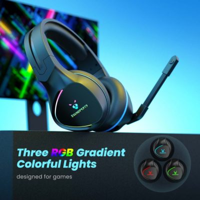 Tai nghe chụp tai Gaming SoundPEATS G1, Driver 50mm, 3D Audio, Pin 20H (USB), IPX4, Jack 3.5mm/USB, Mic xoay, RGB LED - Tai nghe <strong>SoundPEATS G1</strong> thiết kế chụp tai dành cho game thủ, driver 50mm, âm thanh 3D sống động, hỗ trợ codec SBC. Pin 20H (khi dùng USB), sạc USB-C. IPX4 chống nước, micro xoay 120° với cVc 8.0, jack 3.5mm/USB, đèn RGB. Bảo hành 12 tháng, lý tưởng cho chơi game, nghe nhạc, đàm thoại.