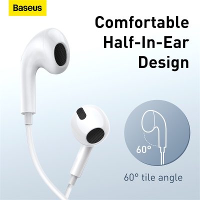 Tai nghe có dây hiệu Baseus Encok 3.5mm lateral in-ear H17 - Trải nghiệm sự thoải mái vượt trội với tai nghe <strong>Baseus Encok 3.5mm lateral in-ear H17</strong>. Thiết kế lateral in-ear với góc nghiêng 108° độc đáo giúp tai nghe nằm gọn trong vành tai một cách tự nhiên, không gây đau hay bí bách như các dòng in-ear truyền thống. Màng loa polymer 14mm kết hợp với khoang âm thanh độc lập mang đến chất âm cân bằng, bass mạnh mẽ và treble trong trẻo. Micro MEMS độ nhạy cao đảm bảo mọi cuộc gọi đều rõ ràng, liền lạc. Tích hợp bộ điều khiển 3 phím tiện lợi, dễ dàng thao tác nhạc và cuộc gọi. <strong>Baseus Encok 3.5mm lateral in-ear H17</strong> là lựa chọn hoàn hảo cho người dùng tìm kiếm sự thoải mái và chất lượng âm thanh ổn định hàng ngày.