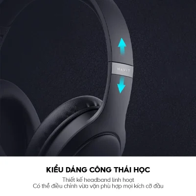 Tai Nghe Headphone HAVIT H633BT, Bluetooth 5.1 Công Thái Học, Nghe Đến 22H - Hàng Chính Hãng - Đắm chìm trong không gian âm nhạc của riêng bạn với tai nghe chụp tai <strong>HAVIT H633BT</strong>. Nổi bật với thiết kế công thái học siêu nhẹ và đệm tai mềm mại, sản phẩm mang lại cảm giác đeo thoải mái suốt cả ngày dài. Tận hưởng âm nhạc không giới hạn với thời lượng pin ấn tượng lên đến 22 giờ chỉ với một lần sạc. Chất âm sống động với âm bass mạnh mẽ, nội lực, phù hợp với mọi thể loại nhạc. Kết nối Bluetooth 5.1 ổn định, thiết kế gập gọn tiện lợi và micro đàm thoại tích hợp biến <strong>HAVIT H633BT</strong> trở thành người bạn đồng hành lý tưởng cho công việc, học tập và những chuyến đi.