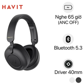Tai Nghe Headphone HAVIT H655BT, Bluetooth 5.3, Chống Ồn ANC, Nghe Đến 65H - Hàng Chính Hãng