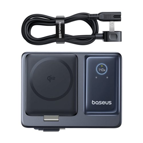 Đế sạc đa năng hiệu Baseus Nomos Qi2 5-in-1 with Retractable Cable 140W US - Màu đen - Hình ảnh 7