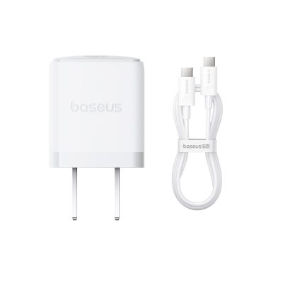 Bộ sạc hiệu Baseus Palm 1C 20W US - Kèm cáp USB-C to USB-C 1m - Trải nghiệm sức mạnh sạc nhanh trong một thiết kế nhỏ gọn đến kinh ngạc với bộ sạc <strong>Baseus Palm 1C 20W US</strong>. Với kích thước chỉ nằm gọn trong lòng bàn tay, củ sạc này cung cấp công suất 20W mạnh mẽ, giúp sạc đầy 60% pin cho các dòng điện thoại Android cao cấp chỉ trong 30 phút. Đặc biệt, bộ sản phẩm là một giải pháp toàn diện khi đi kèm sẵn cáp sạc USB-C to USB-C dài 1m chất lượng cao từ Baseus, giúp bạn tiết kiệm chi phí và luôn sẵn sàng nạp năng lượng. An toàn, tiện lợi và hiệu quả, <strong>Baseus Palm 1C 20W US</strong> là lựa chọn hoàn hảo cho người dùng Samsung, Google Pixel, iPad và các thiết bị Type-C khác.