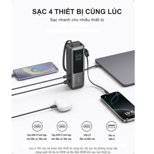 Pin Sạc Dự Phòng A1695-  Anker Zolo 25.000mAh 165W A1695 Tích Hợp Cáp USB-C Thu Gọn - Hình ảnh 5