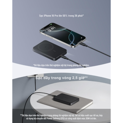 Pin Sạc Dự Phòng Anker MagGo 10.000mAh 30W A1664 Qi2 15W Ultra-Slim - A1664 - <strong>Pin Sạc Dự Phòng Anker MagGo A1664</strong> 10.000mAh, sạc nhanh 30W qua USB-C, sạc không dây Qi2 15W cho iPhone 12/13/14/15/16. Thiết kế siêu mỏng (14,7mm), trọng lượng 200g, lý tưởng cho di chuyển. <strong>A1664</strong> dùng 75% vật liệu tái chế, sạc nhanh, an toàn. )