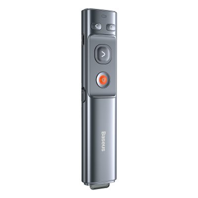 Bút Trình Chiếu Baseus Orange Dot Wireless Presenter (Red Laser) (Charging) - Nâng tầm đẳng cấp và sự chuyên nghiệp cho mọi bài thuyết trình của bạn với bút trình chiếu <strong>Baseus Orange Dot Wireless Presenter (Red Laser)</strong>. Sản phẩm từng đoạt giải thưởng thiết kế Red Dot danh giá, với kiểu dáng tối giản, sang trọng và nút bấm màu cam đặc trưng. Không chỉ là một chiếc bút lật trang thông thường, nó còn được trang bị các tính năng thông minh như mở siêu liên kết, điều khiển âm lượng. Tia laser đỏ sắc nét, khoảng cách điều khiển không dây lên đến 50m và pin sạc Type-C tiện lợi cho thời gian sử dụng đến 90 ngày. Đầu nhận USB được cất giữ bằng nam châm ngay trong thân bút, loại bỏ hoàn toàn nỗi lo thất lạc. Hãy làm chủ mọi sân khấu với <strong>Baseus Orange Dot Wireless Presenter (Red Laser)</strong>.