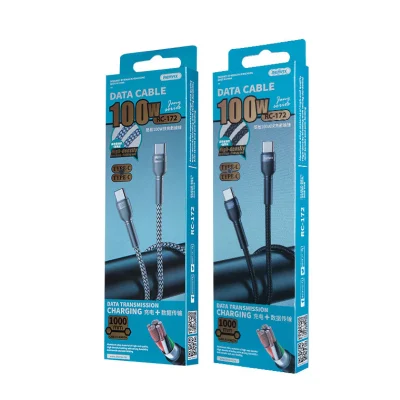 Dây sạc nhanh type C PD100W chính hãng Remax RC-172 dành cho điện thoại Samsung Huawei Xiaomi bện vải siêu bền - Khai phóng tốc độ sạc tối đa cho hệ sinh thái công nghệ của bạn với cáp sạc nhanh <strong>Remax RC-172</strong>. Sợi cáp Type-C to Type-C này hỗ trợ công suất Power Delivery (PD) khủng lên đến 100W, không chỉ kích hoạt chế độ sạc siêu nhanh cho Samsung, Huawei, Xiaomi mà còn đủ sức nạp năng lượng cho cả MacBook và laptop. Thân cáp được bọc vải dù bện mật độ cao siêu bền, chống rối và chống đứt gãy, đảm bảo tuổi thọ vượt trội. Tích hợp chip E-Marker thông minh để điều chỉnh dòng điện an toàn, <strong>Remax RC-172</strong> là giải pháp năng lượng toàn diện, mạnh mẽ và đáng tin cậy cho mọi thiết bị Type-C của bạn.
