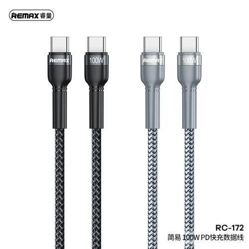 Dây sạc nhanh type C PD100W chính hãng Remax RC-172 dành cho điện thoại Samsung Huawei Xiaomi bện vải siêu bền
