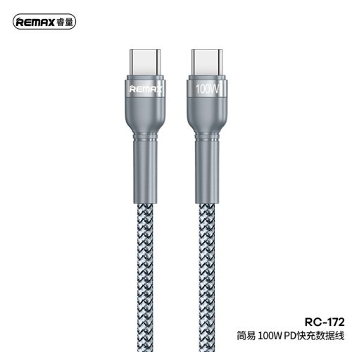 Dây sạc nhanh type C PD100W chính hãng Remax RC-172 dành cho điện thoại Samsung Huawei Xiaomi bện vải siêu bền - Hình ảnh 2