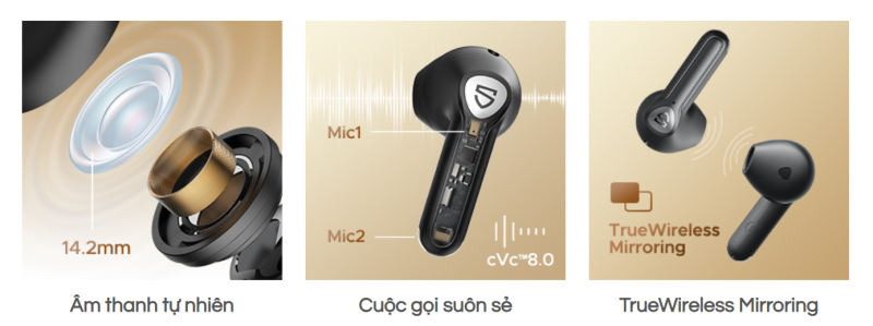 Tai nghe Bluetooth SoundPEATS Air3 Deluxe, In-ear, Driver 14.2mm, Pin 22H, IPX4, Bluetooth 5.2, aptX-Adaptive, Game Mode 60ms - Tai nghe <strong>SoundPEATS Air3 Deluxe</strong> thiết kế in-ear, driver 14.2mm, âm thanh chất lượng với codec aptX-Adaptive/SBC. Pin 5H (tai nghe), 22H (hộp sạc), sạc USB-C. IPX4 chống nước, micro kép ENC, Bluetooth 5.2, độ trễ 60ms (Game Mode). Điều khiển cảm ứng, app SoundPEATS. Bảo hành 12 tháng, lý tưởng nghe nhạc, chơi game, đàm thoại.