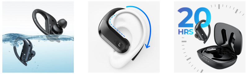 Tai nghe Bluetooth True Wireless Earbuds SoundPeats S5, In-ear, Driver 12mm, Pin 20H, IPX7, Bluetooth 5.0, Móc tai thể thao, Cảm ứng - Tai nghe <strong>Earbuds SoundPeats S5</strong> với thiết kế móc tai thể thao, in-ear, driver 12mm, âm thanh nổi, codec AAC/SBC. Pin 5H (tai nghe), 20H (với hộp sạc), sạc USB-C. IPX7 chống nước, micro kép ENC, Bluetooth 5.0, điều khiển cảm ứng. Bảo hành 12 tháng, lý tưởng cho chạy bộ, gym, nghe nhạc năng động.
