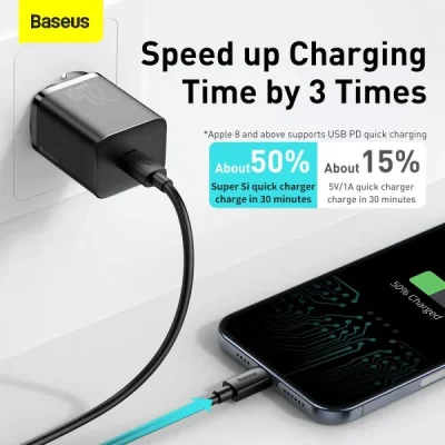 Bộ Sạc Nhanh Baseus Super Si Quick Charger 1C 20W EU - Công Nghệ Super Si, Sạc Nhanh PD Cho iPhone (Kèm Cáp Superior 1m) - Nâng cấp trải nghiệm sạc của bạn với bộ sạc nhanh <strong>Baseus Super Si Quick Charger 1C 20W EU</strong>. Nhờ công nghệ Super Si (Super Silicon) tiên tiến, củ sạc có kích thước siêu nhỏ gọn, chỉ tương đương củ sạc 5W cũ nhưng lại sở hữu công suất PD 20W mạnh mẽ, giúp sạc 60% pin cho iPhone chỉ trong 30 phút. Công nghệ kiểm soát nhiệt độ thông minh đảm bảo sạc nhanh nhưng luôn mát mẻ và an toàn. Bộ sản phẩm đi kèm sẵn cáp sạc Baseus Superior Series 1m siêu bền, tạo thành một giải pháp sạc nhanh toàn diện, mua là dùng ngay. Chọn ngay <strong>Baseus Super Si Quick Charger 1C 20W EU</strong> để sở hữu tốc độ, sự an toàn và tính di động vượt trội.
