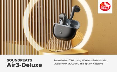 Tai nghe Bluetooth SoundPEATS Air3 Deluxe, In-ear, Driver 14.2mm, Pin 22H, IPX4, Bluetooth 5.2, aptX-Adaptive, Game Mode 60ms - Tai nghe <strong>SoundPEATS Air3 Deluxe</strong> thiết kế in-ear, driver 14.2mm, âm thanh chất lượng với codec aptX-Adaptive/SBC. Pin 5H (tai nghe), 22H (hộp sạc), sạc USB-C. IPX4 chống nước, micro kép ENC, Bluetooth 5.2, độ trễ 60ms (Game Mode). Điều khiển cảm ứng, app SoundPEATS. Bảo hành 12 tháng, lý tưởng nghe nhạc, chơi game, đàm thoại.
