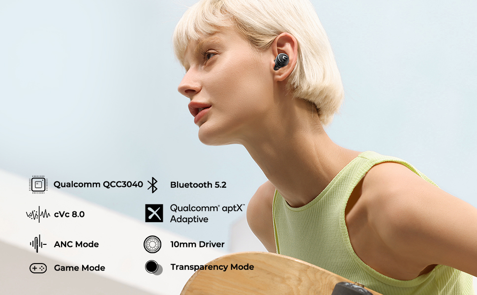 Tai nghe Bluetooth True Wireless SoundPeats Mini Pro, In-ear, Driver 10mm, Pin 21H, IPX5, Bluetooth 5.2, ANC, aptX Adaptive - Tai nghe <strong>SoundPeats Mini Pro</strong> với thiết kế in-ear nhỏ gọn, driver 10mm, âm thanh chất lượng cao, codec aptX Adaptive. Pin 7H (tai nghe), 21H (với hộp sạc), sạc USB-C. IPX5 chống nước, micro kép ENC, Bluetooth 5.2, ANC -35dB, độ trễ thấp. Điều khiển cảm ứng, bảo hành 12 tháng, lý tưởng nghe nhạc, đàm thoại, thể thao.