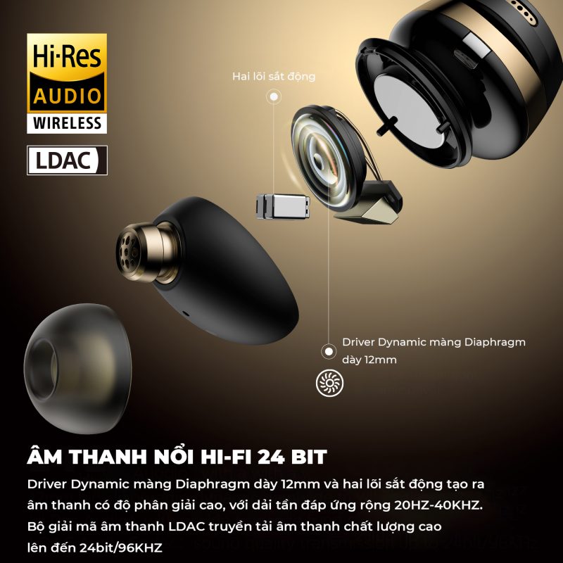 Tai nghe Bluetooth SoundPEATS Opera 05, In-ear, Hybrid Driver 12mm + 2BA, Pin 33H, IPX4, Bluetooth 5.3, ANC, LDAC, Hi-Res - Tai nghe <strong>SoundPEATS Opera 05</strong> thiết kế in-ear, hybrid driver 12mm + 2BA, âm thanh Hi-Res với codec LDAC/SBC/AAC. Pin 8H (tai nghe), 33H (hộp sạc), sạc USB-C. IPX4 chống nước, ANC 30dB, 4 mic ENC, Bluetooth 5.3. Điều khiển cảm ứng, app SoundPEATS. Bảo hành 12 tháng, lý tưởng cho nghe nhạc, game, đàm thoại.