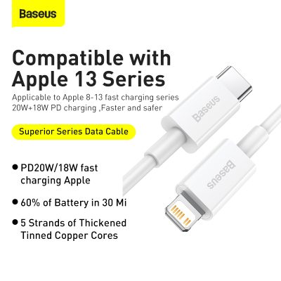 Cáp sạc nhanh hiệu Baseus Superior Series Type-C to iP PD 20W - Bạn đang tìm kiếm một sợi cáp sạc nhanh, bền bỉ và đáng tin cậy cho chiếc iPhone của mình? Cáp sạc <strong>Baseus Superior Series Type-C to iP PD 20W</strong> chính là sự lựa chọn hoàn hảo. Được thiết kế để thay thế và nâng cấp cho cáp sạc gốc, sản phẩm hỗ trợ sạc nhanh Power Delivery 20W, giúp nạp đầy 60% pin cho iPhone chỉ trong 30 phút. Với chất liệu TPE cao cấp, khớp nối được gia cố chống gãy và chip thông minh bảo vệ an toàn, sợi cáp này đảm bảo hiệu suất sạc ổn định và tuổi thọ vượt trội. Hãy trải nghiệm sự khác biệt về tốc độ và độ bền với <strong>Baseus Superior Series Type-C to iP PD 20W</strong>.