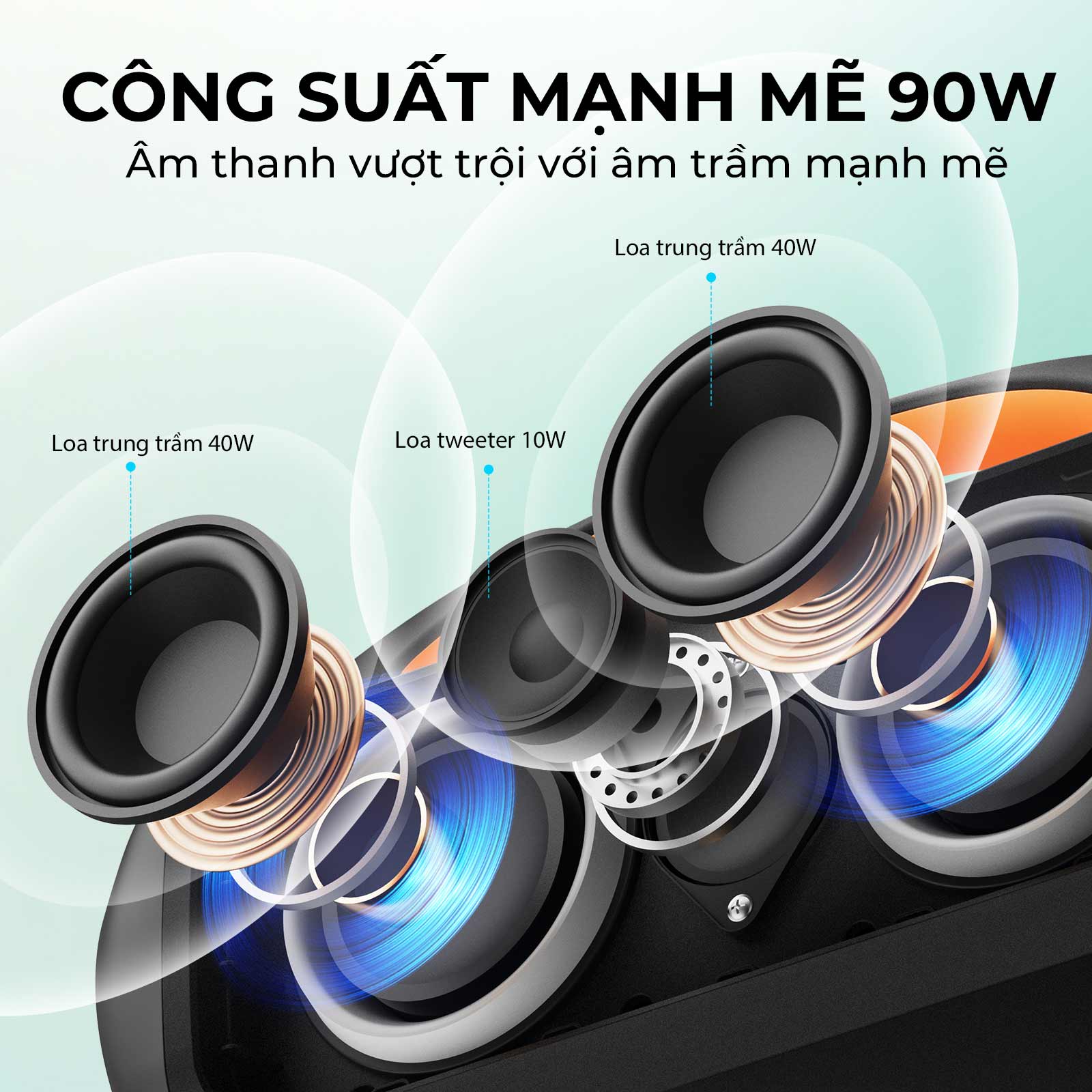 Loa Bluetooth Earfun Uboom Raver - Biến mọi không gian thành một sàn nhảy sôi động với loa Bluetooth <strong>Earfun Uboom Raver</strong>. Với công suất cực đại 100W và công nghệ BassUp™ độc quyền, loa mang đến âm thanh bùng nổ, lấp đầy mọi không gian với những nhịp bass sâu và rung động. Màn trình diễn ánh sáng RGB đa sắc, đồng bộ theo điệu nhạc, sẽ thắp sáng mọi bữa tiệc. Thiết kế bền bỉ với chuẩn chống nước IPX7, thời lượng pin lên đến 24 giờ và khả năng hoạt động như một sạc dự phòng giúp cuộc vui không bao giờ tàn. <strong>Earfun Uboom Raver</strong> không chỉ là một chiếc loa, mà là linh hồn của mọi bữa tiệc, sẵn sàng cho mọi cuộc phiêu lưu.