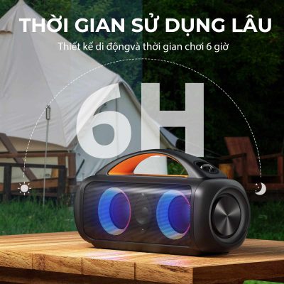 Loa Bluetooth Earfun Uboom Raver - Biến mọi không gian thành một sàn nhảy sôi động với loa Bluetooth <strong>Earfun Uboom Raver</strong>. Với công suất cực đại 100W và công nghệ BassUp™ độc quyền, loa mang đến âm thanh bùng nổ, lấp đầy mọi không gian với những nhịp bass sâu và rung động. Màn trình diễn ánh sáng RGB đa sắc, đồng bộ theo điệu nhạc, sẽ thắp sáng mọi bữa tiệc. Thiết kế bền bỉ với chuẩn chống nước IPX7, thời lượng pin lên đến 24 giờ và khả năng hoạt động như một sạc dự phòng giúp cuộc vui không bao giờ tàn. <strong>Earfun Uboom Raver</strong> không chỉ là một chiếc loa, mà là linh hồn của mọi bữa tiệc, sẵn sàng cho mọi cuộc phiêu lưu.