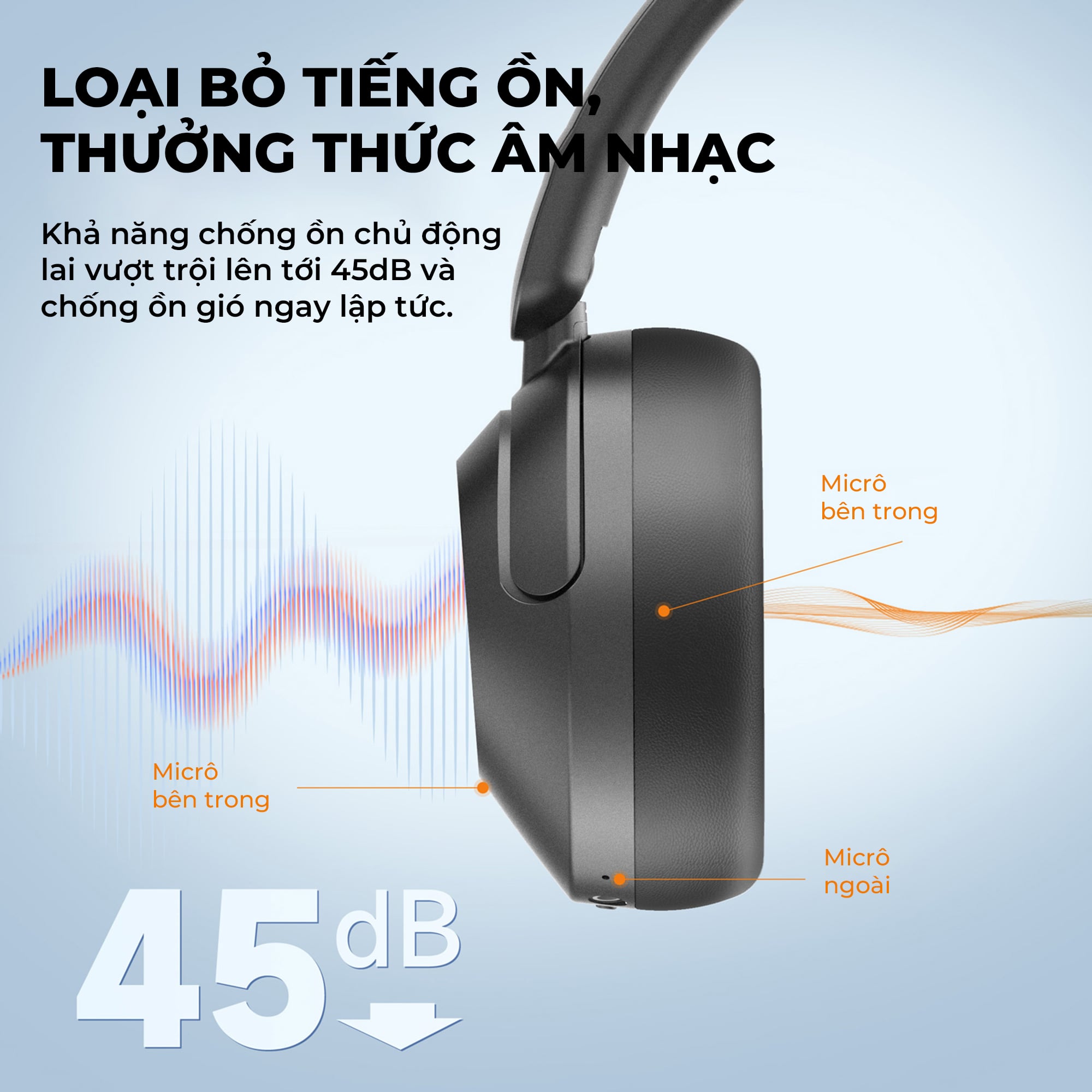 Tai nghe Bluetooth chụp tai Earfun Wave Pro - Đắm chìm hoàn toàn trong thế giới âm thanh của bạn với tai nghe chụp tai <strong>Earfun Wave Pro</strong>. Được thiết kế cho sự thoải mái tuyệt đối và hiệu suất âm thanh đỉnh cao, sản phẩm tích hợp công nghệ chống ồn chủ động Hybrid ANC giảm tới 45dB, loại bỏ mọi tạp âm phiền nhiễu. Thưởng thức âm nhạc chất lượng Hi-Res Audio với codec LDAC cao cấp, tái tạo âm thanh chi tiết và sống động. Thời lượng pin cực khủng lên đến 80 giờ cho phép bạn sử dụng hàng tuần liền. Với thiết kế công thái học, micro đàm thoại rõ nét và khả năng kết nối đa điểm, <strong>Earfun Wave Pro</strong> là người bạn đồng hành lý tưởng cho công việc, du lịch và thư giãn.