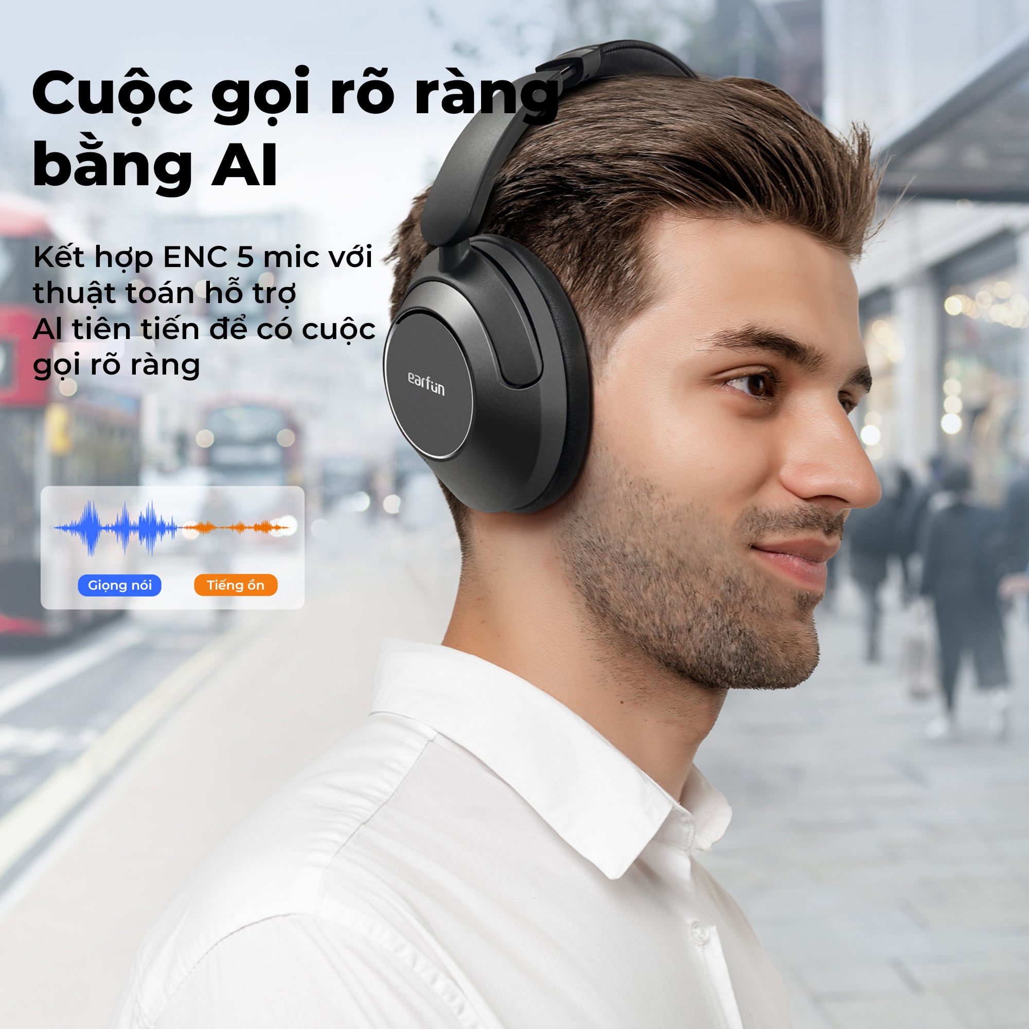 Tai nghe Bluetooth chụp tai Earfun Wave Pro - Đắm chìm hoàn toàn trong thế giới âm thanh của bạn với tai nghe chụp tai <strong>Earfun Wave Pro</strong>. Được thiết kế cho sự thoải mái tuyệt đối và hiệu suất âm thanh đỉnh cao, sản phẩm tích hợp công nghệ chống ồn chủ động Hybrid ANC giảm tới 45dB, loại bỏ mọi tạp âm phiền nhiễu. Thưởng thức âm nhạc chất lượng Hi-Res Audio với codec LDAC cao cấp, tái tạo âm thanh chi tiết và sống động. Thời lượng pin cực khủng lên đến 80 giờ cho phép bạn sử dụng hàng tuần liền. Với thiết kế công thái học, micro đàm thoại rõ nét và khả năng kết nối đa điểm, <strong>Earfun Wave Pro</strong> là người bạn đồng hành lý tưởng cho công việc, du lịch và thư giãn.