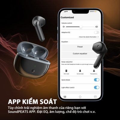 Tai nghe Bluetooth SoundPEATS Air3 Deluxe, In-ear, Driver 14.2mm, Pin 22H, IPX4, Bluetooth 5.2, aptX-Adaptive, Game Mode 60ms - Tai nghe <strong>SoundPEATS Air3 Deluxe</strong> thiết kế in-ear, driver 14.2mm, âm thanh chất lượng với codec aptX-Adaptive/SBC. Pin 5H (tai nghe), 22H (hộp sạc), sạc USB-C. IPX4 chống nước, micro kép ENC, Bluetooth 5.2, độ trễ 60ms (Game Mode). Điều khiển cảm ứng, app SoundPEATS. Bảo hành 12 tháng, lý tưởng nghe nhạc, chơi game, đàm thoại.