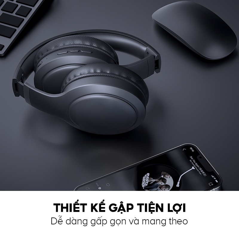 Tai Nghe Headphone HAVIT H633BT, Bluetooth 5.1 Công Thái Học, Nghe Đến 22H - Hàng Chính Hãng - Đắm chìm trong không gian âm nhạc của riêng bạn với tai nghe chụp tai <strong>HAVIT H633BT</strong>. Nổi bật với thiết kế công thái học siêu nhẹ và đệm tai mềm mại, sản phẩm mang lại cảm giác đeo thoải mái suốt cả ngày dài. Tận hưởng âm nhạc không giới hạn với thời lượng pin ấn tượng lên đến 22 giờ chỉ với một lần sạc. Chất âm sống động với âm bass mạnh mẽ, nội lực, phù hợp với mọi thể loại nhạc. Kết nối Bluetooth 5.1 ổn định, thiết kế gập gọn tiện lợi và micro đàm thoại tích hợp biến <strong>HAVIT H633BT</strong> trở thành người bạn đồng hành lý tưởng cho công việc, học tập và những chuyến đi.