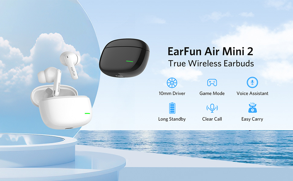 Tai nghe Bluetooth Earfun Air Mini 2 - Trải nghiệm sự tự do tuyệt đối với tai nghe <strong>Earfun Air Mini 2</strong>, một thiết kế siêu nhỏ gọn và nhẹ nhàng, mang lại cảm giác đeo thoải mái suốt cả ngày dài. Dù có kích thước khiêm tốn, sản phẩm vẫn mang đến chất âm sống động, cân bằng nhờ màng loa 10mm được tinh chỉnh đặc biệt. Công nghệ 2 micro tích hợp thuật toán khử ồn giúp mọi cuộc gọi của bạn luôn rõ ràng. Với tổng thời lượng pin 24 giờ, chuẩn chống nước IPX7 mạnh mẽ và chế độ Game Mode độ trễ thấp, <strong>Earfun Air Mini 2</strong> là sự lựa chọn hoàn hảo cho những ai yêu thích sự tối giản, tiện lợi và cần một người bạn đồng hành âm thanh đáng tin cậy cho mọi hoạt động hàng ngày.