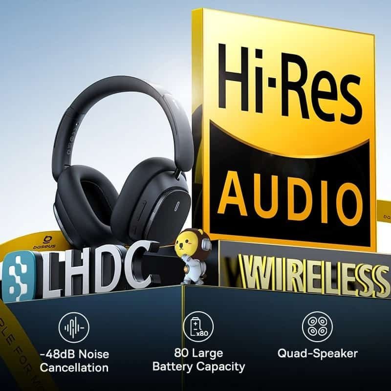 Tai Nghe Chụp Tai Không Dây Baseus Bowie H1 Pro ANC (Bluetooth v5.3, Hi-Res Audio, 80H,-48dB Noise-Cancellation, LHDC)
