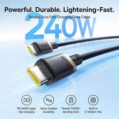 Baseus Dura Fast Charging Data Cable USB-C to USB-C 240W 1m