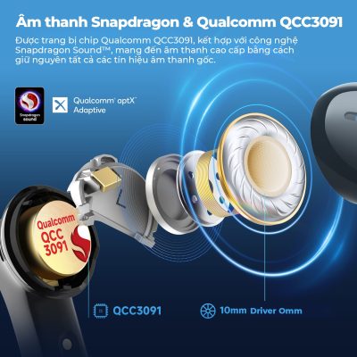 Tai nghe Bluetooth Earfun Air Pro 4 - Chạm đến đỉnh cao của âm thanh không dây với tai nghe <strong>Earfun Air Pro 4</strong>. Lần đầu tiên tích hợp nền tảng Snapdragon Sound™ và codec aptX Lossless, sản phẩm mang đến chất lượng âm thanh chuẩn CD, không nén, trung thực đến từng chi tiết. Công nghệ chống ồn chủ động ANC thông minh thế hệ mới có khả năng khử ồn sâu tới 45dB, tạo ra không gian tĩnh lặng tuyệt đối. Hệ thống 6 micro tích hợp AI giúp mọi cuộc gọi trong trẻo vượt trội. Với thiết kế sang trọng, thời lượng pin lên đến 50 giờ và kết nối đa điểm, <strong>Earfun Air Pro 4</strong> là sự lựa chọn tối thượng cho các audiophile và người dùng chuyên nghiệp đòi hỏi chất lượng cao nhất.