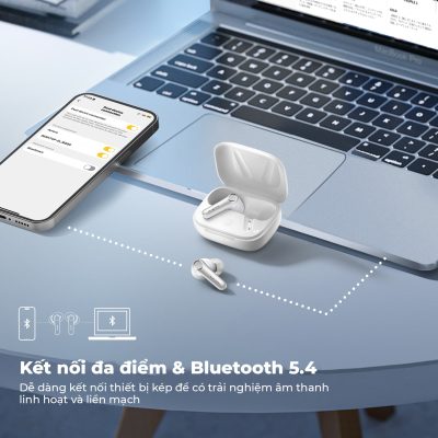 Tai nghe Bluetooth Earfun Air Pro 4 - Chạm đến đỉnh cao của âm thanh không dây với tai nghe <strong>Earfun Air Pro 4</strong>. Lần đầu tiên tích hợp nền tảng Snapdragon Sound™ và codec aptX Lossless, sản phẩm mang đến chất lượng âm thanh chuẩn CD, không nén, trung thực đến từng chi tiết. Công nghệ chống ồn chủ động ANC thông minh thế hệ mới có khả năng khử ồn sâu tới 45dB, tạo ra không gian tĩnh lặng tuyệt đối. Hệ thống 6 micro tích hợp AI giúp mọi cuộc gọi trong trẻo vượt trội. Với thiết kế sang trọng, thời lượng pin lên đến 50 giờ và kết nối đa điểm, <strong>Earfun Air Pro 4</strong> là sự lựa chọn tối thượng cho các audiophile và người dùng chuyên nghiệp đòi hỏi chất lượng cao nhất.