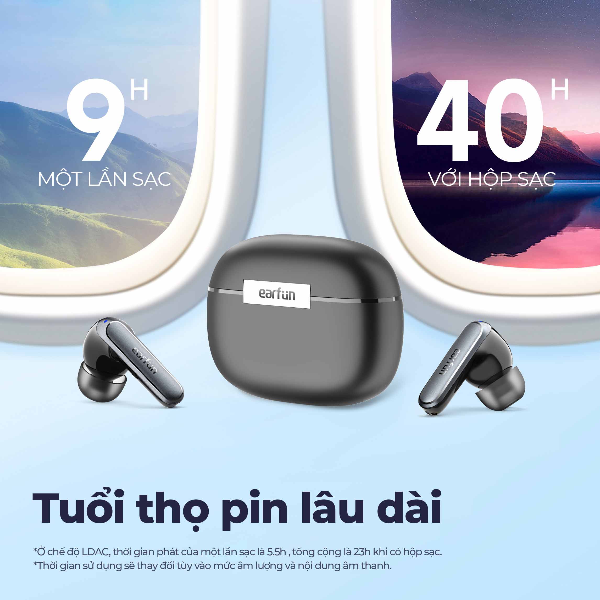 Tai nghe Bluetooth Earfun Air 2 - Khám phá thế giới âm thanh đỉnh cao với tai nghe Bluetooth <strong>Earfun Air 2</strong>. Được chứng nhận Hi-Res Audio và hỗ trợ codec LDAC, sản phẩm mang đến chất âm chi tiết, trong trẻo vượt xa mong đợi. Công nghệ 4 micro tích hợp chống ồn cVc 8.0 đảm bảo mọi cuộc gọi của bạn luôn rõ ràng, ngay cả trong môi trường ồn ào. Với thời lượng pin lên đến 40 giờ, chuẩn chống nước IPX7 mạnh mẽ và chế độ Game Mode độ trễ thấp, <strong>Earfun Air 2</strong> là người bạn đồng hành lý tưởng cho cả công việc và giải trí. Tận hưởng sự tự do không dây và chất lượng âm thanh vượt trội ngay hôm nay.