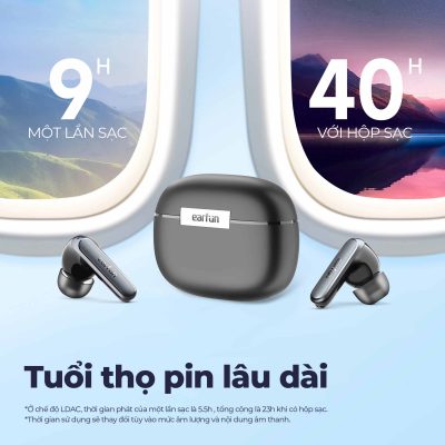 Tai nghe Bluetooth Earfun Air 2 - Khám phá thế giới âm thanh đỉnh cao với tai nghe Bluetooth <strong>Earfun Air 2</strong>. Được chứng nhận Hi-Res Audio và hỗ trợ codec LDAC, sản phẩm mang đến chất âm chi tiết, trong trẻo vượt xa mong đợi. Công nghệ 4 micro tích hợp chống ồn cVc 8.0 đảm bảo mọi cuộc gọi của bạn luôn rõ ràng, ngay cả trong môi trường ồn ào. Với thời lượng pin lên đến 40 giờ, chuẩn chống nước IPX7 mạnh mẽ và chế độ Game Mode độ trễ thấp, <strong>Earfun Air 2</strong> là người bạn đồng hành lý tưởng cho cả công việc và giải trí. Tận hưởng sự tự do không dây và chất lượng âm thanh vượt trội ngay hôm nay.