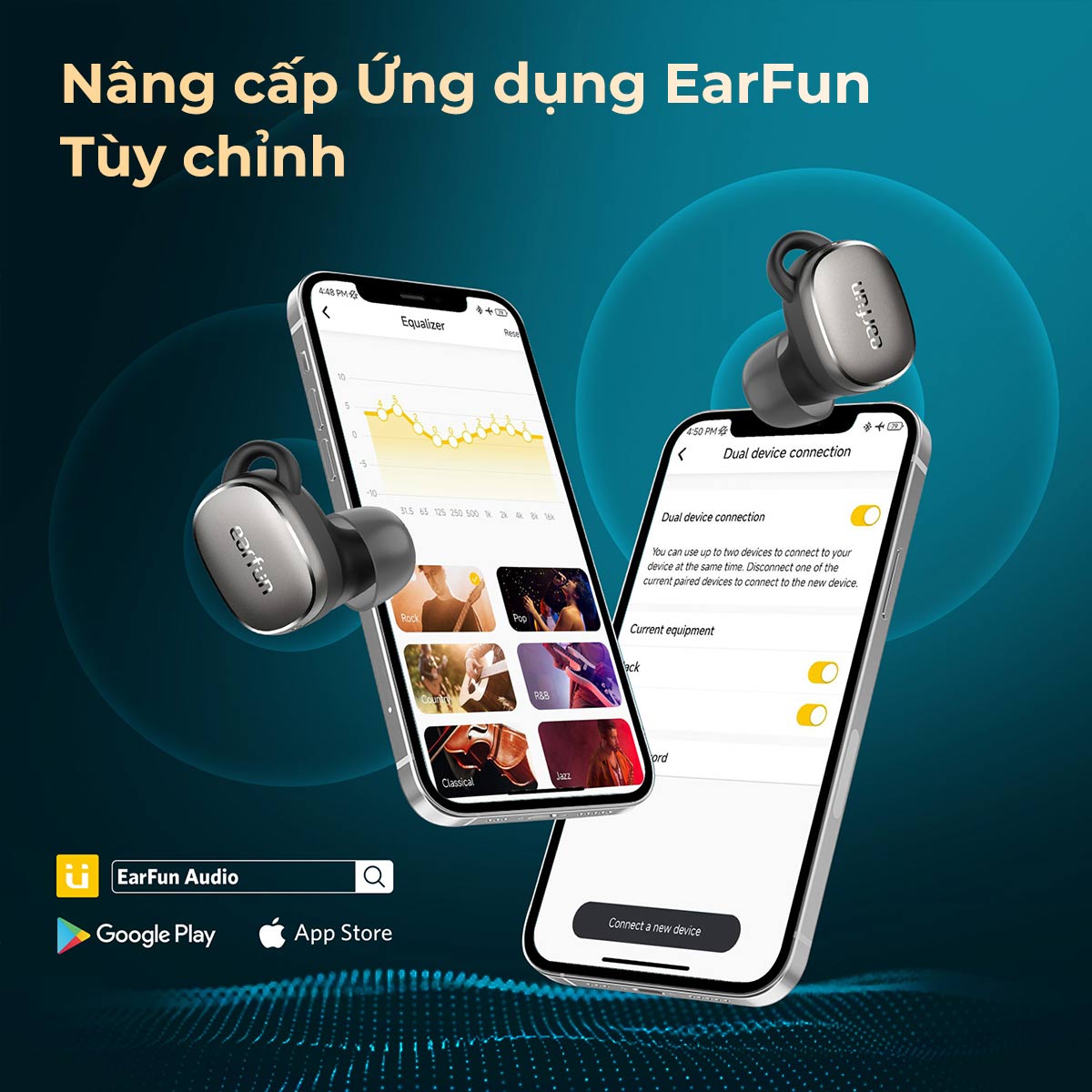 Tai nghe Bluetooth Earfun Free Pro 3 - Trải nghiệm âm thanh Lossless đỉnh cao trong một thiết kế siêu nhỏ gọn với tai nghe <strong>Earfun Free Pro 3</strong>. Lần đầu tiên tích hợp nền tảng Snapdragon Sound™ và codec aptX Lossless, tai nghe mang lại chất âm chuẩn CD trung thực chưa từng có. Công nghệ chống ồn chủ động ANC thông minh khử ồn sâu tới 43dB, tạo ra không gian riêng tư mọi lúc mọi nơi. Thiết kế công thái học độc đáo với móc tai đi kèm đảm bảo sự vừa vặn, chắc chắn ngay cả khi vận động mạnh. Hệ thống 6 micro và kết nối đa điểm giúp bạn làm việc hiệu quả. <strong>Earfun Free Pro 3</strong> là sự kết hợp hoàn hảo giữa hiệu suất tối thượng và tính di động tuyệt vời.