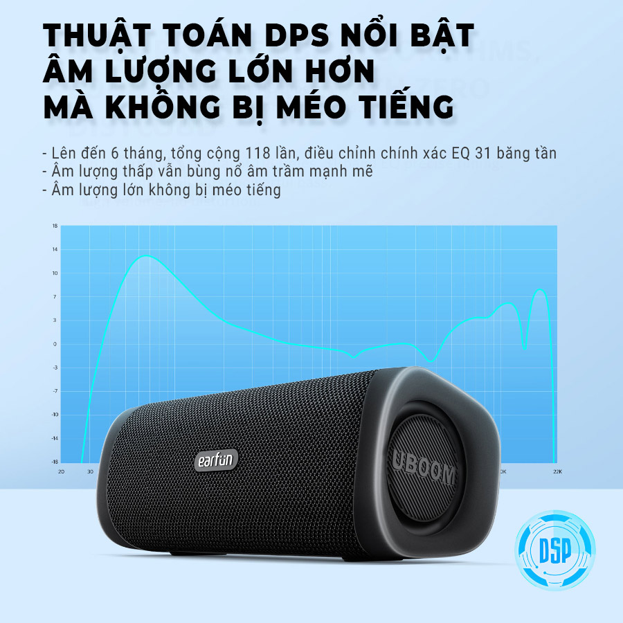 Loa Bluetooth Earfun Uboom L - Khuấy động mọi không gian với loa Bluetooth di động <strong>Earfun Uboom L</strong>. Được tinh chỉnh bởi chuyên gia âm thanh Oluv, sản phẩm mang đến chất âm tự nhiên, cân bằng và chi tiết hiếm có. Với tổng công suất 28W mạnh mẽ, chế độ Indoor/Outdoor linh hoạt và khả năng ghép đôi stereo, loa sẵn sàng cho mọi bữa tiệc. Thiết kế bền bỉ với chuẩn chống nước, chống bụi IP67 và khả năng nổi trên mặt nước giúp bạn tự tin mang âm nhạc đi khắp mọi nơi. Thời lượng pin 16 giờ đảm bảo cuộc vui không gián đoạn. <strong>Earfun Uboom L</strong> là sự lựa chọn hoàn hảo cho những ai tìm kiếm chất âm audiophile trong một thân hình di động.