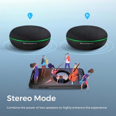 Loa Bluetooth SoundPEATS Halo, Driver 40mm, Pin 28H, IPX4, Bluetooth 5.0, RGB LED, Stereo Mode - Loa Bluetooth <strong>SoundPEATS Halo</strong> với thiết kế nhỏ gọn, driver 40mm, âm thanh vòm 360°, codec AAC/SBC. Pin 28H (không đèn), 14H (có đèn), sạc USB-C. IPX4 chống nước, micro tích hợp, Bluetooth 5.0, đèn RGB 3 màu, hỗ trợ Stereo Mode. Bảo hành 12 tháng, lý tưởng cho tiệc tùng, dã ngoại, nghe nhạc.