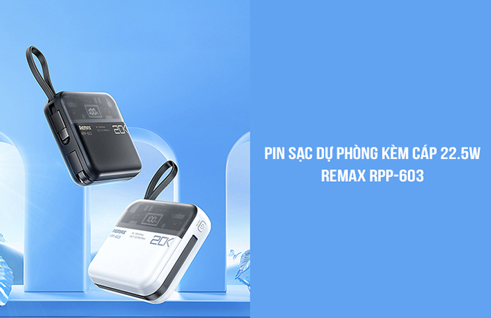 Pin sạc dự phòng kèm cáp 20000mAh 22.5W Remax RPP-603 1