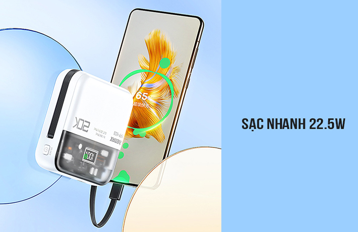 Pin sạc dự phòng kèm cáp 20000mAh 22.5W Remax RPP-603 5