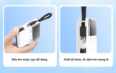Pin Sạc Dự Phòng REMAX RPP-603, 20000mAh, Sạc Nhanh 22.5W, Tích Hợp Cáp Lightning/Type-C, Màn Hình LED - Pin sạc dự phòng REMAX <strong>RPP-603</strong> dung lượng 24000mAh, sạc nhanh QC 22.5W/PD 20W, tích hợp cáp Lightning/Type-C. Vỏ ABS+PC chống cháy, màn hình LED hiển thị phần trăm pin. Kích thước 96x88x34mm, trọng lượng 324g. 3 cổng ra, 2 cổng vào, sạc dòng thấp cho tai nghe. Bảo hành 12 tháng, lý tưởng du lịch, công việc.