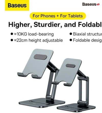 Giá Đỡ Điện Thoại/iPad Baseus Desktop Biaxial Foldable Metal Stand - Trục Kép, Gấp Gọn, Hợp Kim Nhôm Chống Mỏi Cổ