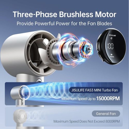 Quạt Cầm Tay Cao Cấp JISULIFE Pro1 S (FA53 PRO) 18W Sạc Nhanh - Đèn LED Hiển Thị - Sử Dụng Đến 15H - Hình ảnh 5