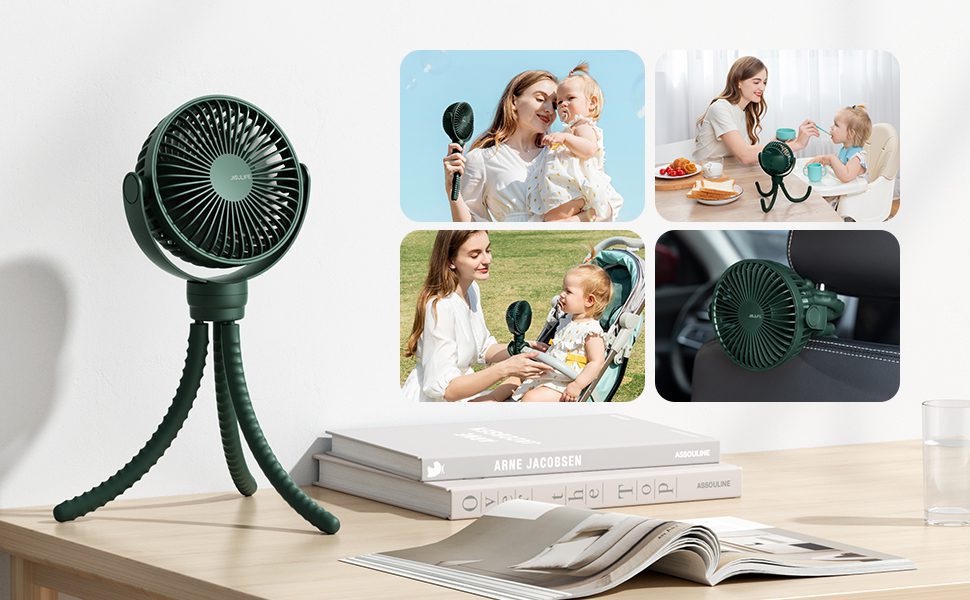 Quạt mini cho bé đang năng, cẩm tay, để bàn, kẹp ô-tô, để trên xe đẩy