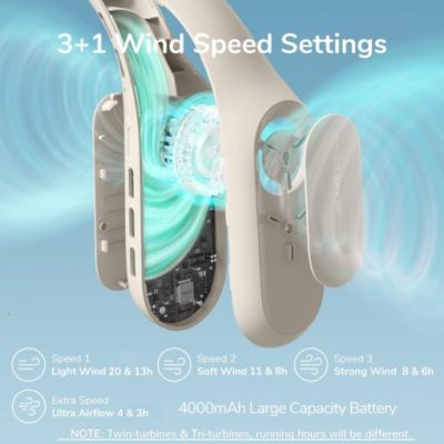Quạt Đeo Cổ Không Cánh JISULIFE FA35Pro Pin 4000mAh, 4 Cấp Gió, Làm Mát 360° - Nâng cấp trải nghiệm mùa hè của bạn với quạt đeo cổ không cánh <strong>JISULIFE FA35Pro</strong> – phiên bản Pro đẳng cấp và mạnh mẽ. Sản phẩm được trang bị pin 4000mAh cho thời gian sử dụng bền bỉ lên đến 16 giờ. Công nghệ làm mát vòm 360° với các cửa gió trên và dưới độc đáo tạo ra luồng khí mát lạnh bao phủ toàn diện từ cổ lên mặt. Đặc biệt, <strong>JISULIFE FA35Pro</strong> sở hữu 4 cấp độ gió, bao gồm chế độ "siêu bão" giúp hạ nhiệt tức thì trong những ngày nóng đỉnh điểm. Thiết kế công thái học, chất liệu thân thiện với da và vận hành siêu êm ái mang đến sự thoải mái và phong cách vượt trội, giúp bạn giải phóng đôi tay và tận hưởng mùa hè sảng khoái.