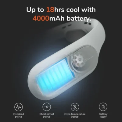 Quạt Đeo Cổ Không Cánh JISULIFE FA35Pro Pin 4000mAh, 4 Cấp Gió, Làm Mát 360° - Nâng cấp trải nghiệm mùa hè của bạn với quạt đeo cổ không cánh <strong>JISULIFE FA35Pro</strong> – phiên bản Pro đẳng cấp và mạnh mẽ. Sản phẩm được trang bị pin 4000mAh cho thời gian sử dụng bền bỉ lên đến 16 giờ. Công nghệ làm mát vòm 360° với các cửa gió trên và dưới độc đáo tạo ra luồng khí mát lạnh bao phủ toàn diện từ cổ lên mặt. Đặc biệt, <strong>JISULIFE FA35Pro</strong> sở hữu 4 cấp độ gió, bao gồm chế độ "siêu bão" giúp hạ nhiệt tức thì trong những ngày nóng đỉnh điểm. Thiết kế công thái học, chất liệu thân thiện với da và vận hành siêu êm ái mang đến sự thoải mái và phong cách vượt trội, giúp bạn giải phóng đôi tay và tận hưởng mùa hè sảng khoái.