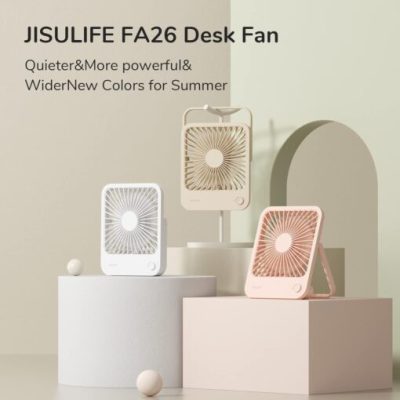 Quạt Để Bàn Tích Điện JISULIFE FA26A ABS Xoay 120 Độ - Pin 2000mAh Sử Dụng Lên Đến 6H Chính Hãng - Bảo Hành 12 Tháng
