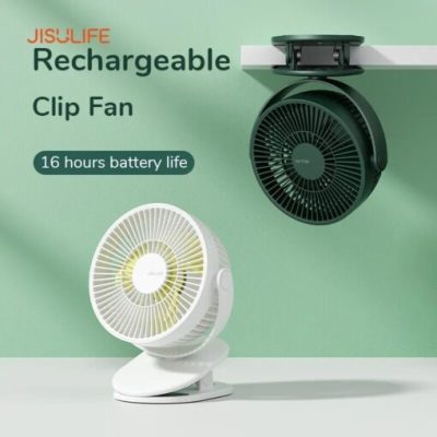 Quạt usb kẹp bàn mini cao cấp Jisulife FA29A pin 4000mAh pin 16 giờ, làm mát 360
