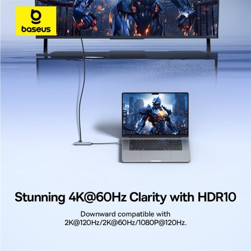Hub Baseus Ultrajoy Series 6 cổng Air (TYPE-C TO 1 HDMI 4K@60HZ + 2 USB 3.0 + 1 USB 2.0 + 1 TYPE-C 3.0 + 1 PD) - Hình ảnh 4