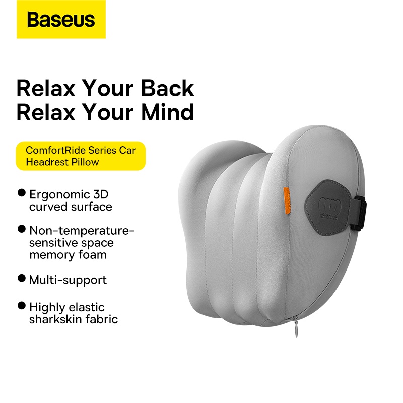 Gối Tựa Đầu Ô Tô Baseus Comfortride Series Cao Su Non Chính Hãng - Gối Tựa Đầu Ô Tô Baseus Comfortride Series bằng cao su non, thiết kế công thái học, giảm mỏi cổ, vai gáy. Vỏ vải cotton thoáng khí, lõi cao su non 3D, kích thước 26x21x10cm. Phù hợp mọi ghế xe, dễ lắp đặt, màu Đen, Xám, Cam, Xanh. Lý tưởng cho lái xe đường dài.