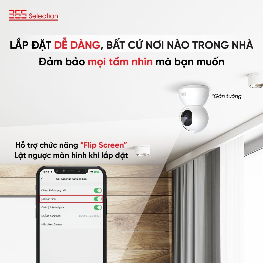 Camera Wifi Trong Nhà 365 Selection C1 Tuya 3MP 2K Full HD Chính Hãng - <strong>Camera Wifi 365 Selection C1 Tuya 3MP 2K Full HD</strong>, quay màu ban đêm, PTZ 360°, phát hiện chuyển động AI. Kết nối Tuya Smart/365 Life qua Wifi 2.4GHz, đàm thoại 2 chiều, lưu thẻ 128GB. Lắp đặt dễ, bảo hành 24 tháng, lý tưởng giám sát nhà ở, văn phòng.